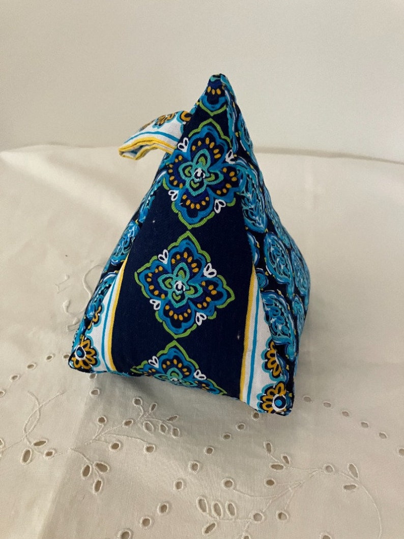 Blue floral : door stops, pyramid, weighted, cotton image 1