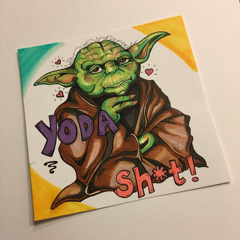 Super Adorable Star Wars Yoda and Darth Maul Punny small Valentines cards image 3