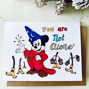 Dibujado a mano Mickey Mouse Fantasia Disney Inspired Love/Friendship/Anniversary/Encouragement card - Blank inside