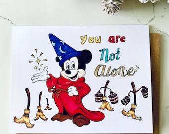 Hand-Drawn Mickey Mouse Fantasia Disney Inspired Love/Friendship/Anniversary/Encouragement card - Blank inside