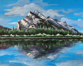 Canadian Rockies Rundle Mountain Banff National Park Acrylic Painting Print