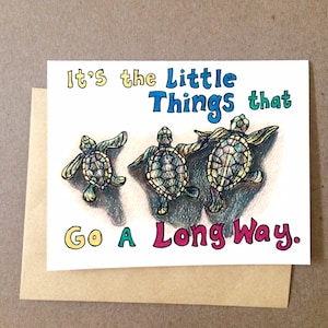 Baby Sea Turtles Thank You/Get Well/Thinking of You Hand-Drawn Greeting Card Blank inside