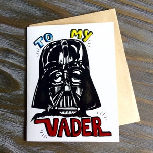 Uniquely Hand-Drawn nerdy Darth Vader Star wars Father's Day Card - blank inside