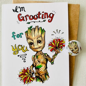 Baby Groot Super schattig en Punny blanco wenskaart/verjaardagskaart/liefdeskaart