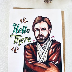 Drôle « Bonjour là » Obi Wan Kenobi Star Wars Amitié/Amour/Carte d’anniversaire - Vierge à l’intérieur