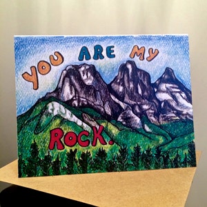 3 Schwestern "You Are My Rock" einzigartig handgezeichnete Design Liebe/Freundschaft Grußkarte - blank inside