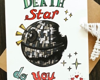 Uniquely Hand-Drawn “Til Death-Star do you Part” Punny Wedding/Engagement/Anniversary Card