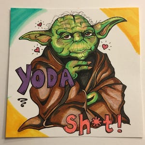 Super Adorable Star Wars Yoda and Darth Maul Punny small Valentines cards image 2