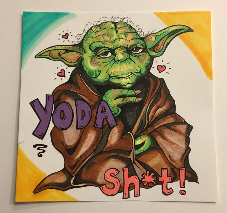 Super Adorable Star Wars Yoda and Darth Maul Punny small Valentines cards image 2