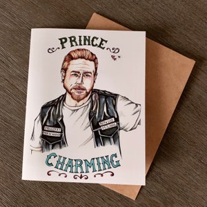 Uniquely Hand-Drawn Jax Teller Sons of Anarchy Prince Charming love/anniversary/birthday card Blank Inside image 2