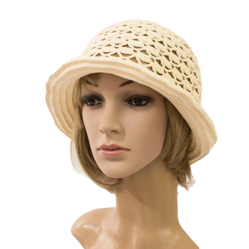 Summer cloche hats women ivory cotton bucket hat Etsy