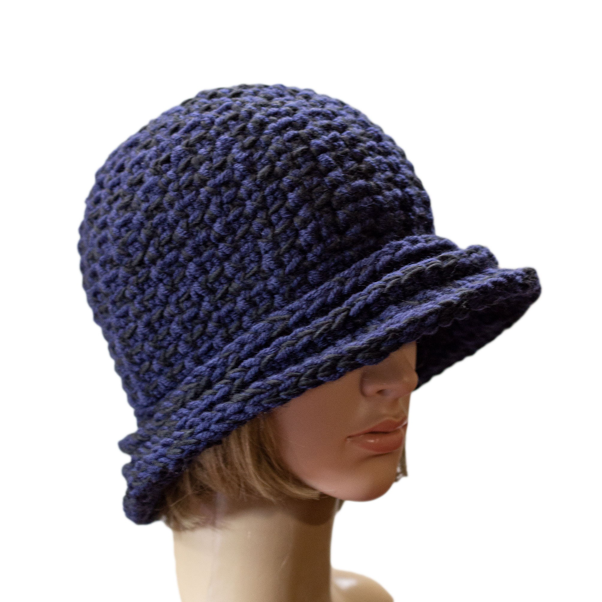 Woman Winter Hat Navy Blue Cloche Hat 