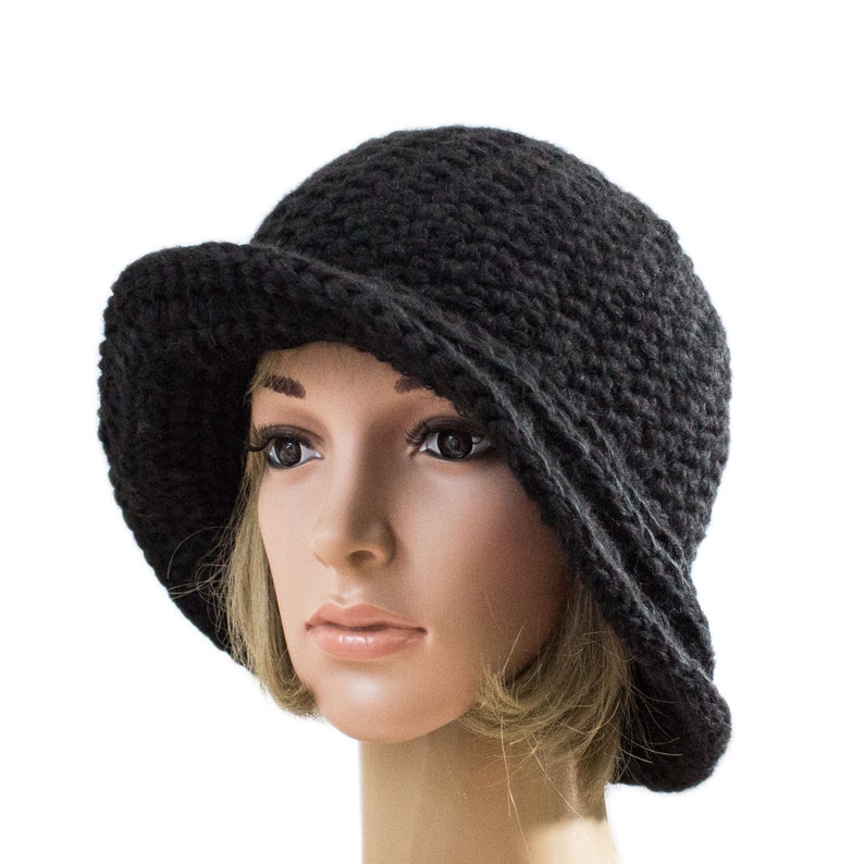 Winter hats women black cloche hat for women | Etsy