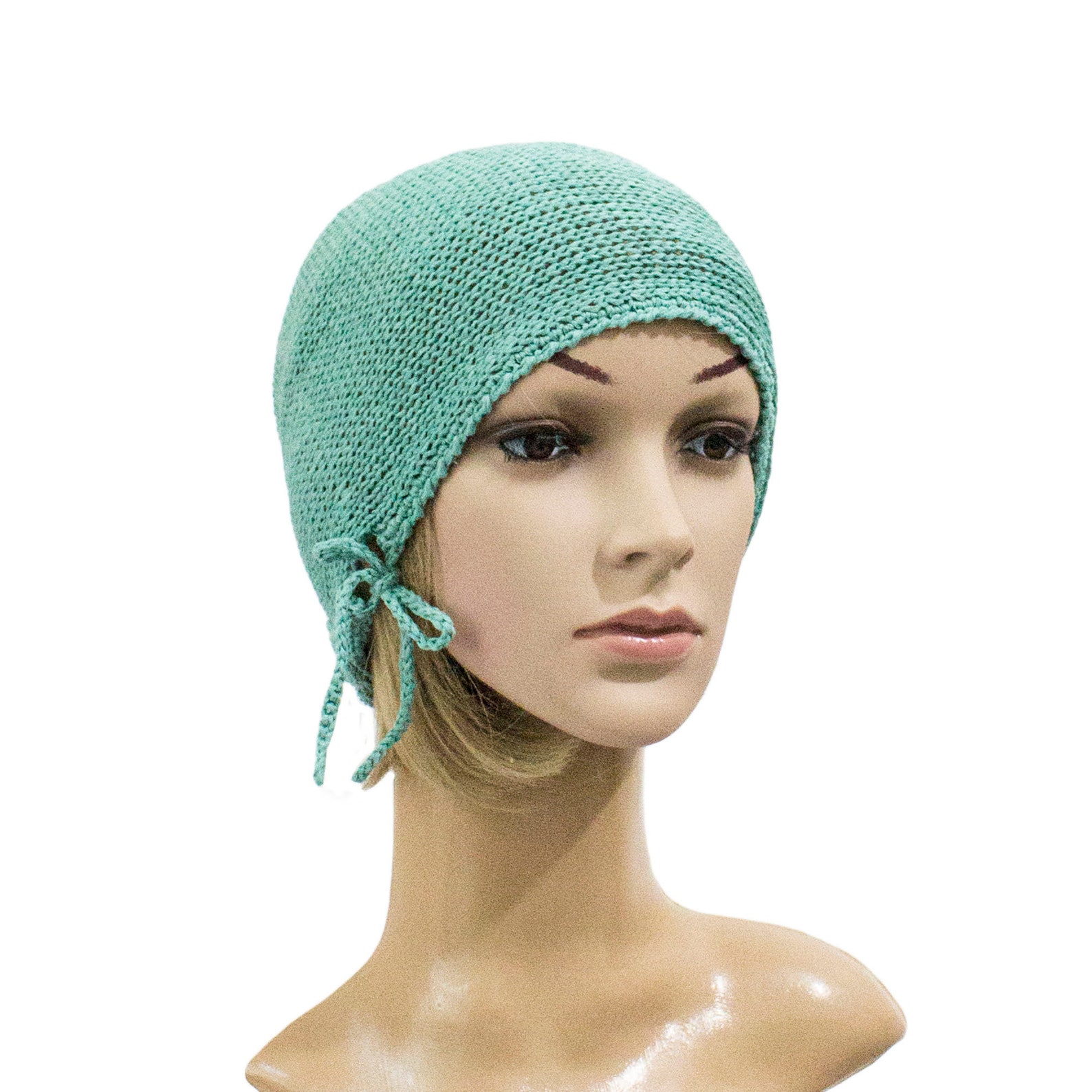 Slouch beanie hat Women cotton hat turquoise cotton hat Etsy