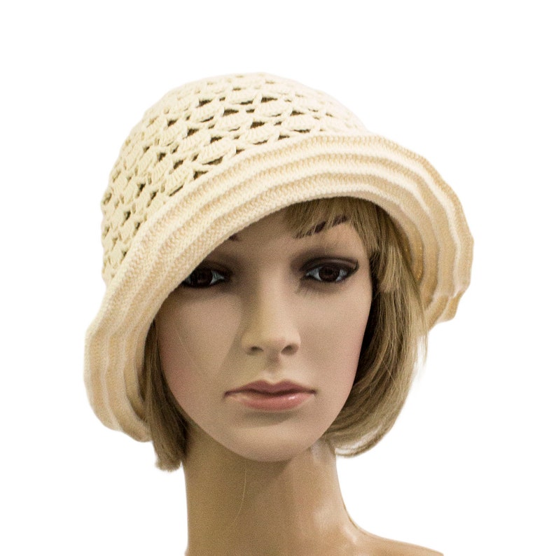 Summer cloche hats women ivory cotton bucket hat Etsy