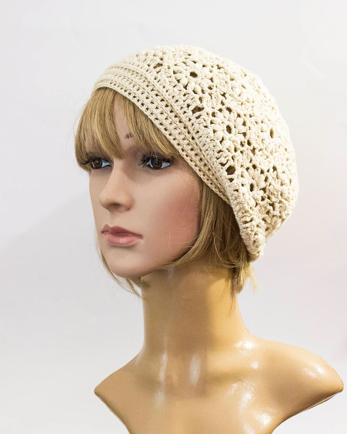 Womens crochet hat pattern flower motif pattern Etsy