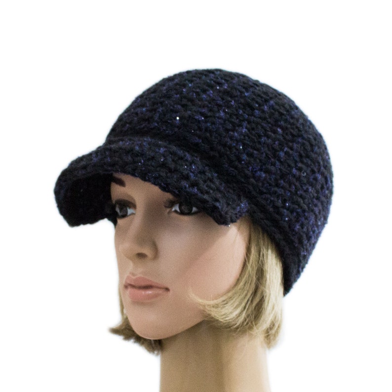 Womens newsboy hat dark blue sparkling winter hats Etsy