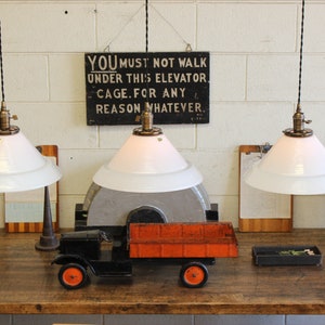 Each SOLD SEPARATELY: x29 Available 14 French Vintage Industrial Vianne NOS White Glass Pendant Lights afbeelding 2
