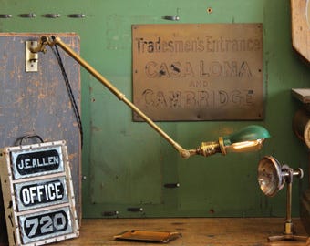 Vintage Industrial OC White Wall Mounted Task Light With Hubbell