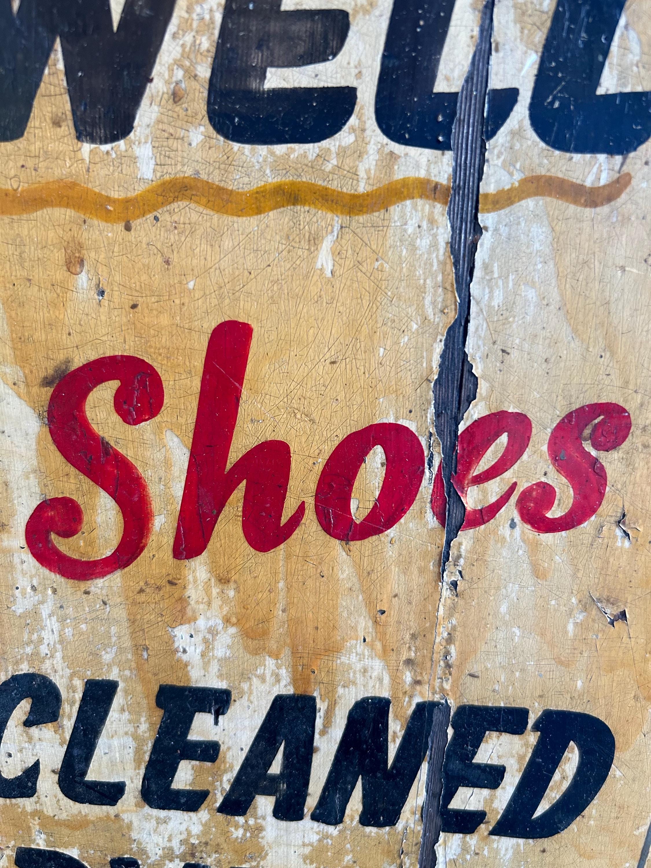 Original Vintage Hand Painted Frank's Shoe Shine Wood Trade