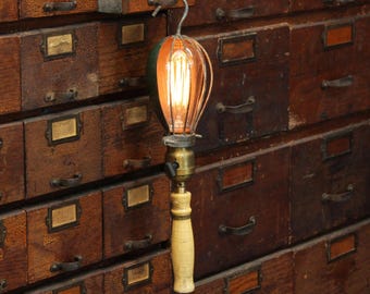 c1920s Antique Industrial 15" Workshop Hanging Trouble/ Cage Light