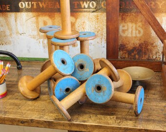 Vintage Industrial Wooden Factory Spools/ Candlestick Holders/ Hat Stands