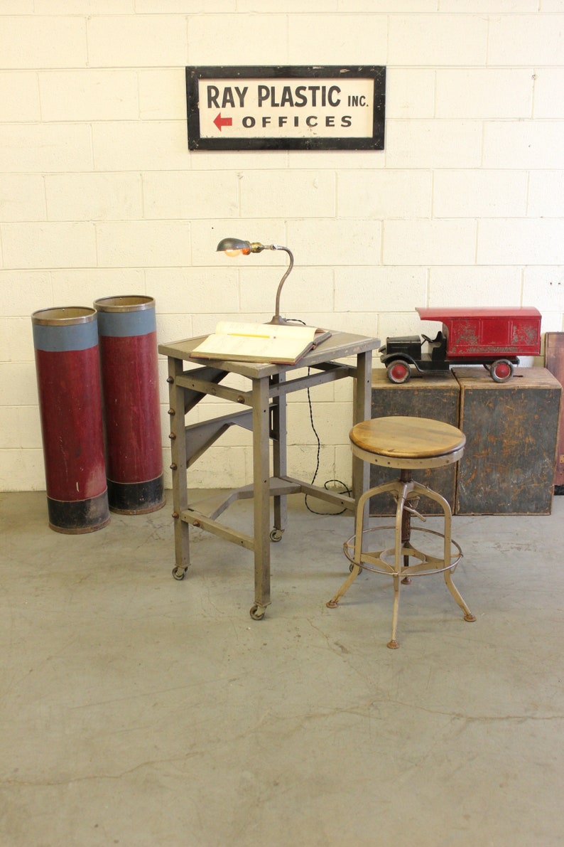 Vintage Industrial Rolling Laptop Table Desk Kitchen Island Etsy