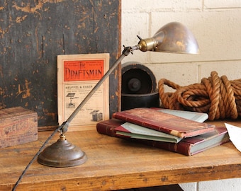 1920s Vintage Antique Industrial Faries Brass Desk/ Table Lamp/ Light