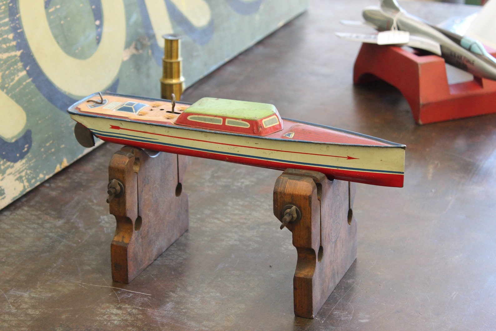 Vintage 14 Tin Lithograph Wind up Toy Boat by Lindstrom Etsy