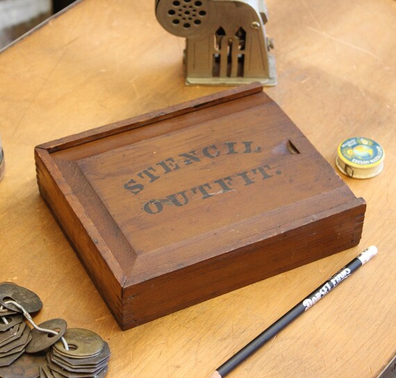 アンティーク雑貨 france vintage stencil wood box アンティーク雑貨