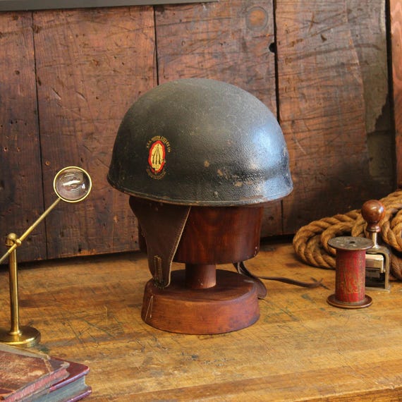C.1940s Original BSA Vintage Motorcycle Helmet Steel/ Leather WW2