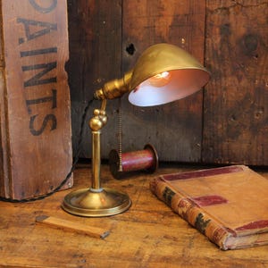 Vintage Antique Industrial Bradley & Hubbard Brass Desk/ Table Lamp/ Light - 1920s
