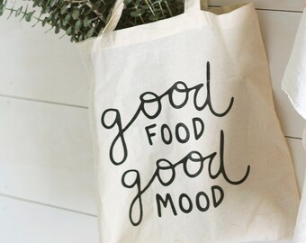 Farmers Market Tote, Good Food, Foodie Gift, Gift for Her, Reusable Grocery Bag, Reusable Produce Bag, Shopping Bag Reusable, Healthy Food