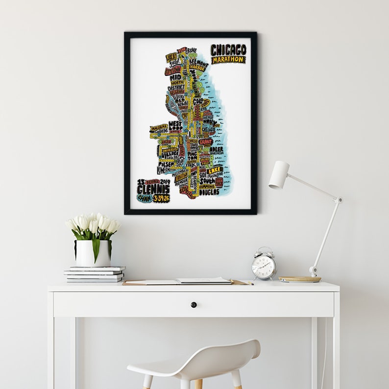 Personalised New York Marathon Route Map Wall Art Art Print