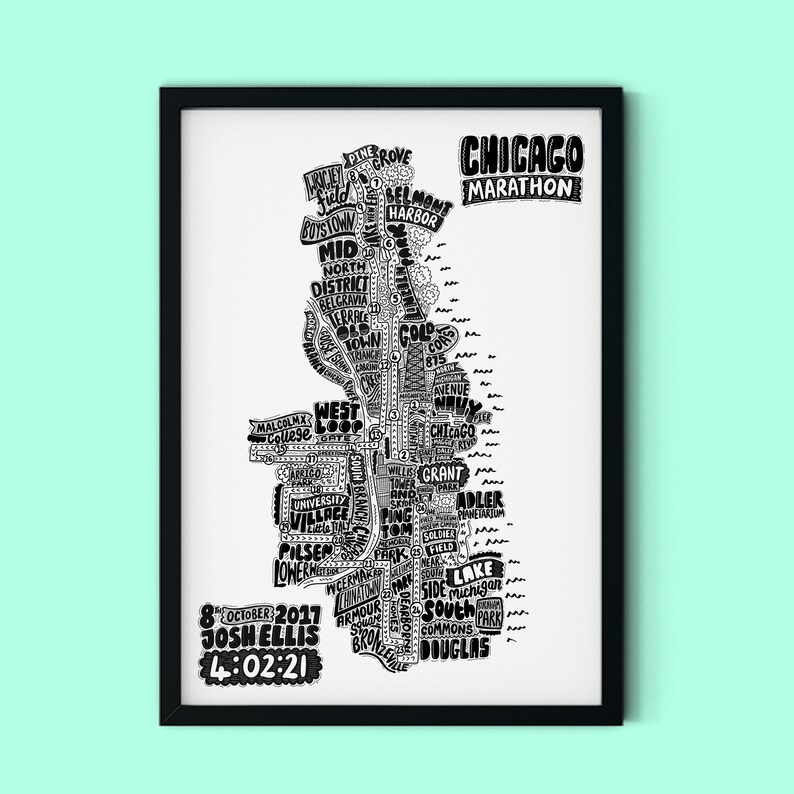 Personalised New York Marathon Route Map Wall Art Art Print