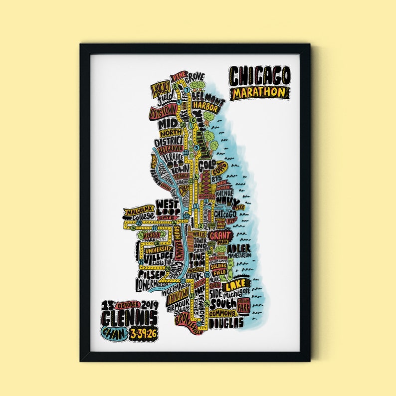 Personalised New York Marathon Route Map Wall Art Art Print