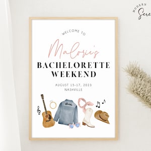 Nashville Bachelorette Welcome Sign Welcome Sign Nash Bash Cowgirl Theme Welcome Sign Last Rodeo Bachelorette Party Editable Template