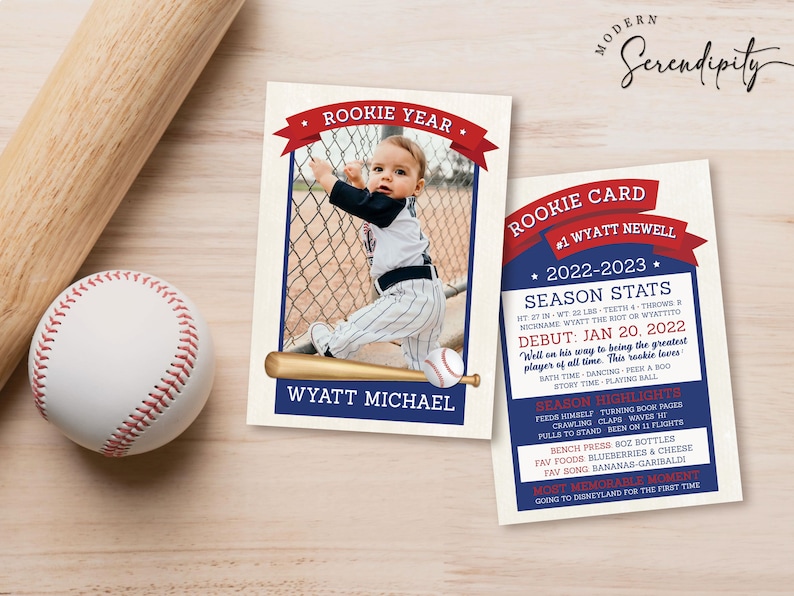 Baseball Players Card Rookie of the Year Trading Card First Birthday