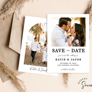Save the Date Minimalist Photo Template Modern Arch Save the Date Digital Save the Date Double Sided Save the Date Editable Template