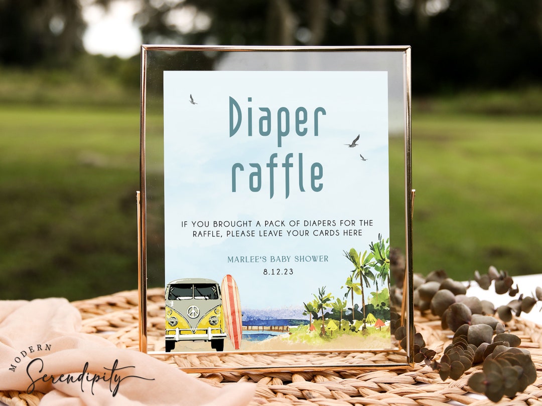 Beach Diaper Raffle Sign Baby on Board Baby Shower Signage Diaper ...