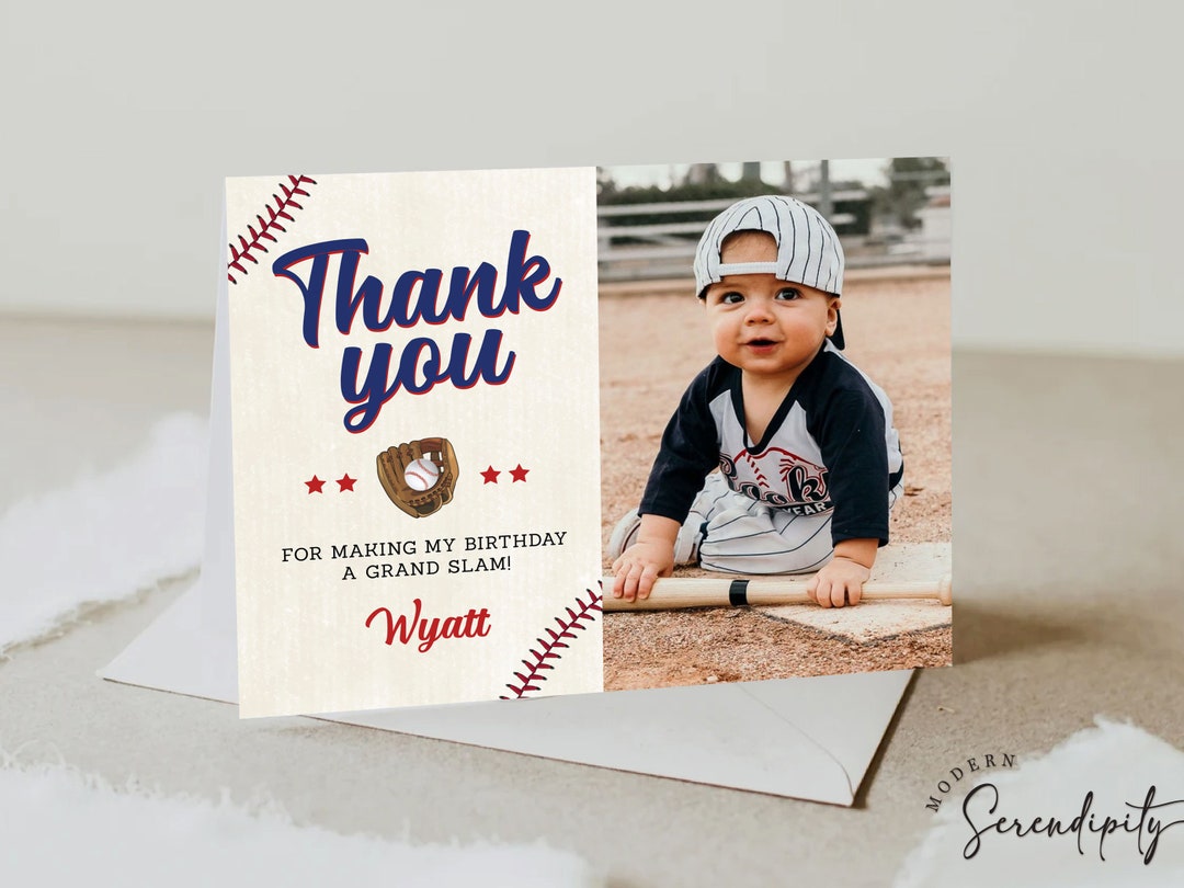 Rookie of the Year Thank You Card First Birthday Baseball Thank You ...