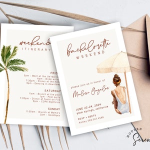 Bachelorette Party Beach Weekend Invitation Beach Weekend Itinerary Editable Template Digital Bachelorette Phone Invitation Itinerary