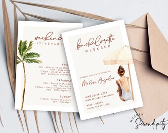 Bachelorette Party Beach Weekend Invitation Beach Weekend Itinerary Editable Template Digital Bachelorette Phone Invitation Itinerary