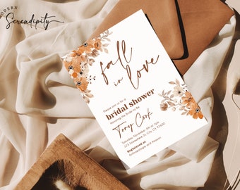 Fall in Love Bridal Shower Invitation Autumn Bridal Shower Invite Boho Fall Bridal Shower Editable Bridal Shower Template