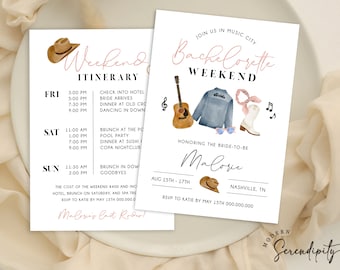 Nashville Bachelorette Party Invitation Nashville Bachelorette Weekend Itinerary Last Ride Bachelorette Editable Template