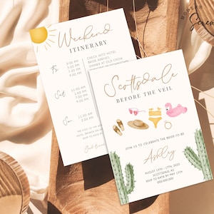 Scottsdale Bachelorette Party Invitation Weekend Itinerary Scottsdale Before the Veil Editable Template Digital Phone Invitation Template