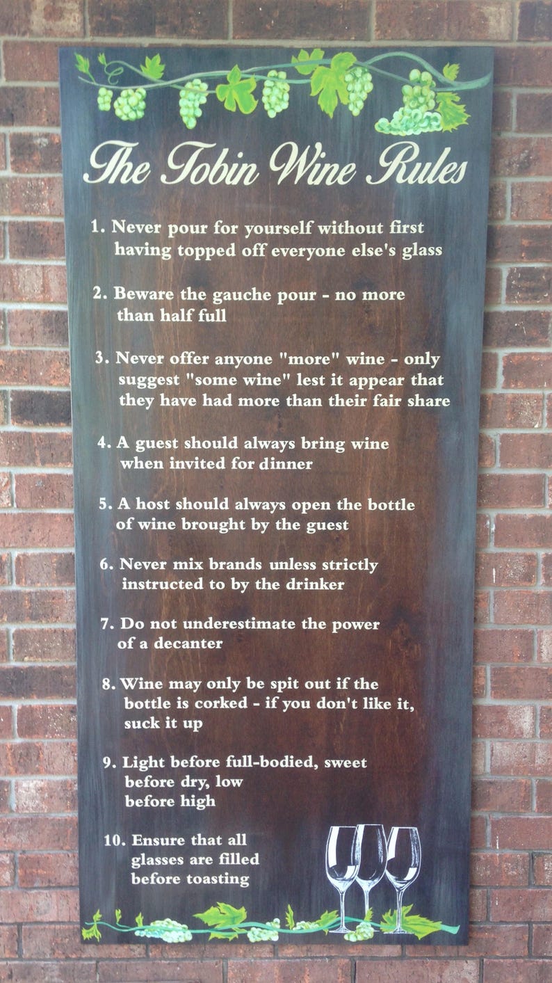 Wine Rules Sign Etsy