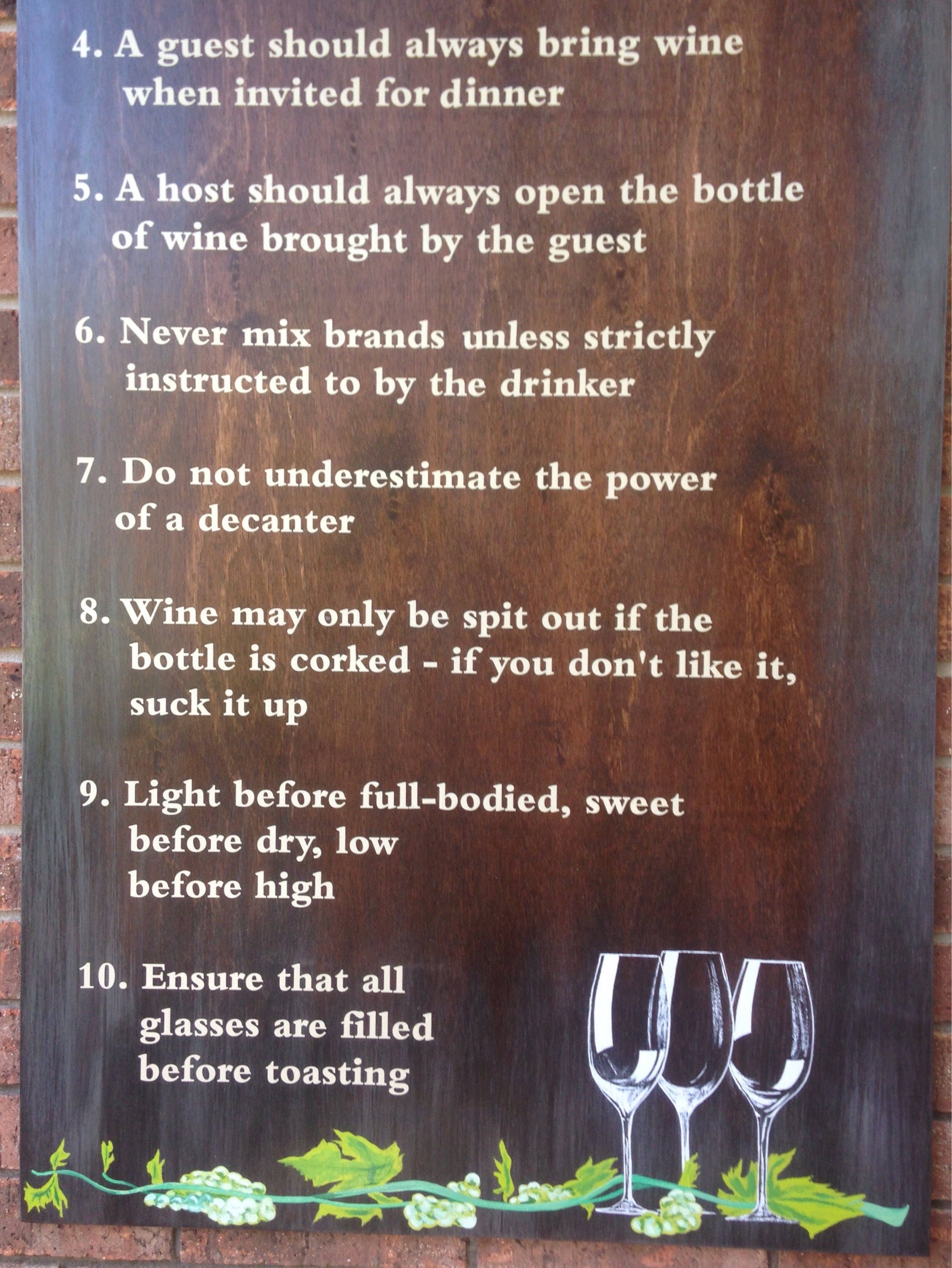 Wine Rules Sign Etsy