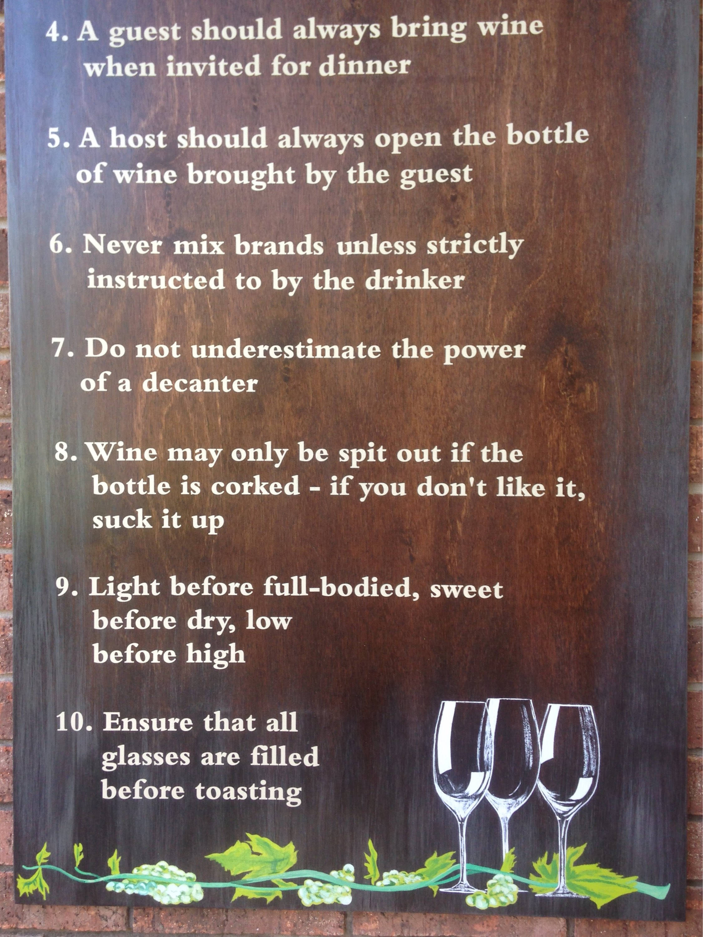 Wine Rules Sign Etsy