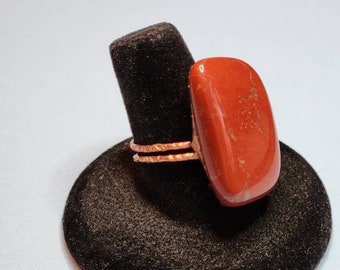 Red Jasper, Electroformed Copper Ring